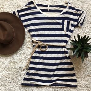Navy and cream striped cotton dress from ModCloth